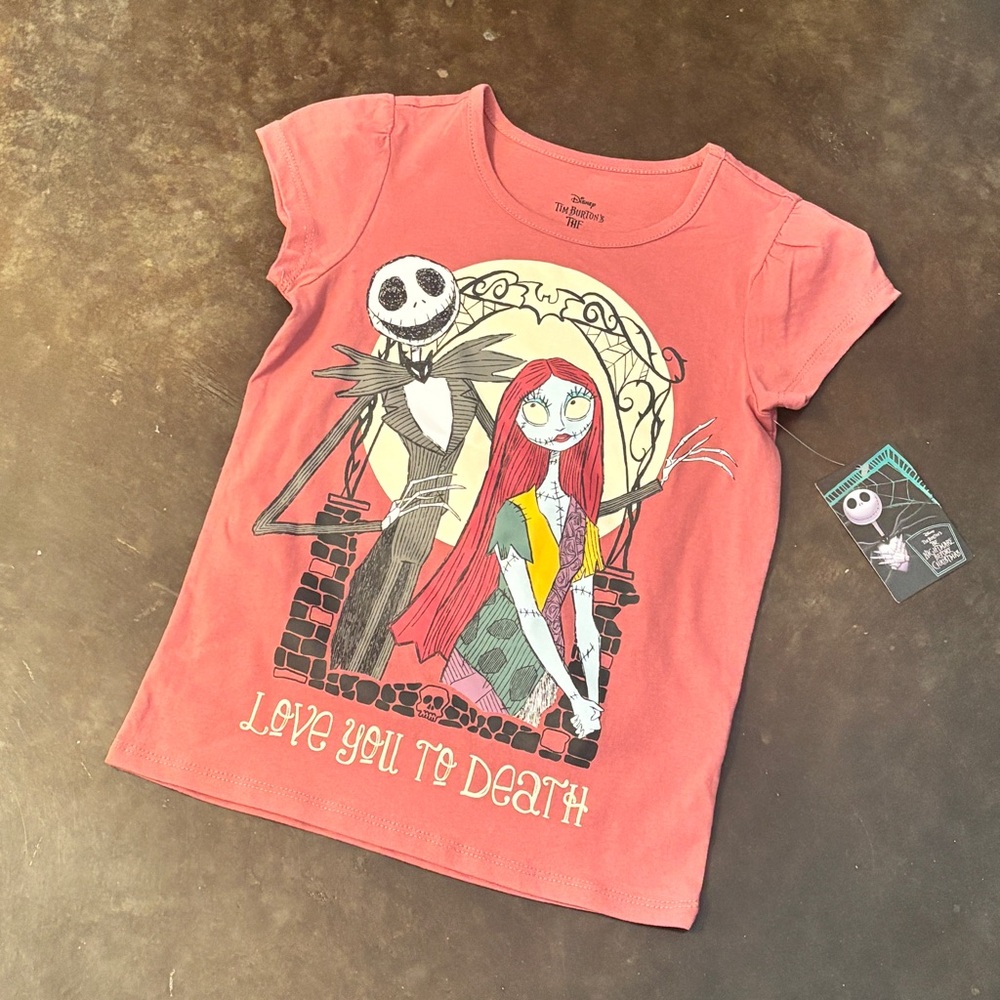 Disney Coral Kids T-Shirt with Jack and Sally Nightmare before Christmas